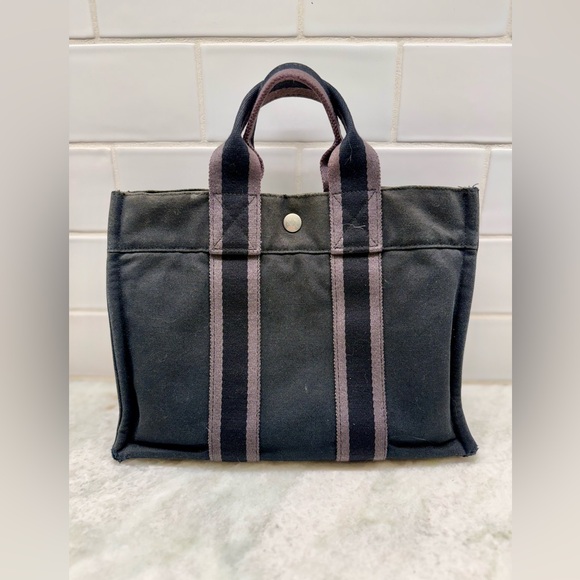 SOLD HERMES Vintage Unisex Y2K 100% Cotton Canvas Fourre Tout PM (Mini Tote) - Picture 3 of 16